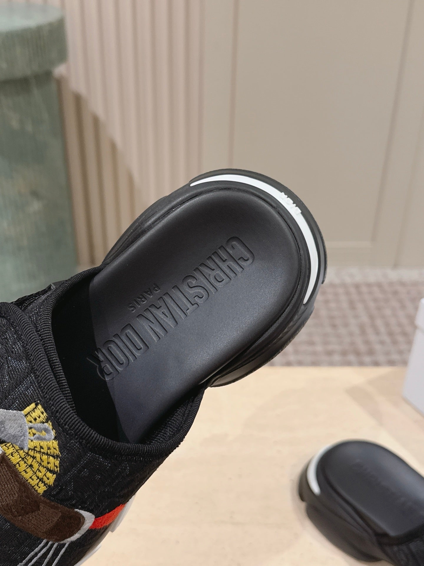 DIOR 26S DOUBLE STRAP SLIDE SANDALS IN BLACK MONOGRAM CANVAS