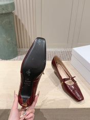 DIOR 26S MARY JANE KITTEN HEEL 40MM IN DARK RED CROCODILE EMBOSSED CALFSKIN
