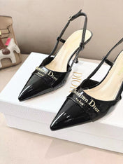 MY DD SLINGBACK PUMP 85MM IN BLACK CALFSKIN