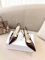 MY DD SLINGBACK PUMP 85MM IN BURGUNDY RED CALFSKIN