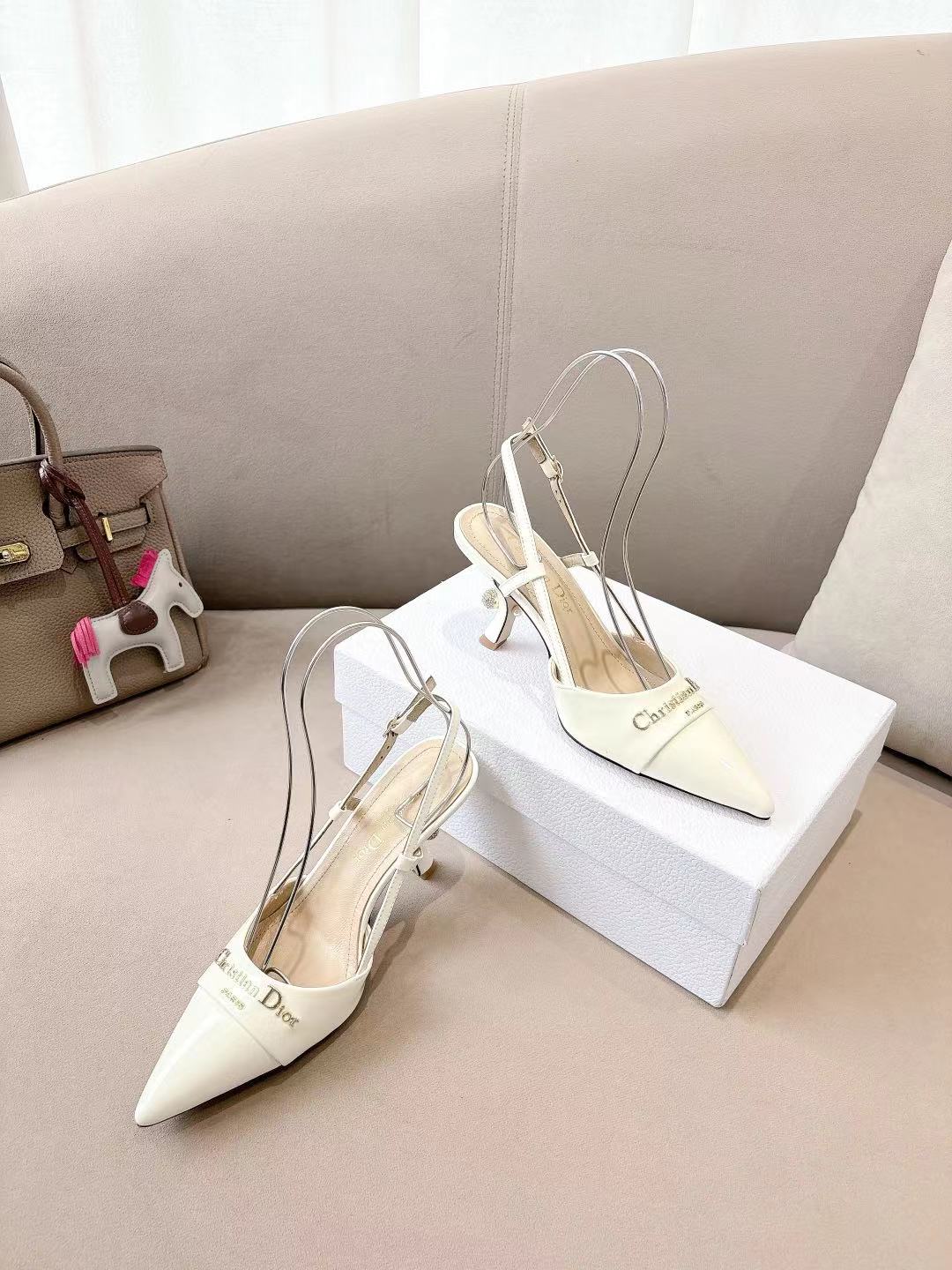 MY DD SLINGBACK PUMP 85MM IN WHITE CALFSKIN