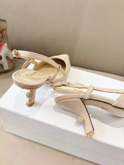 MY DD SLINGBACK PUMP 85MM IN BEIGE DENIM