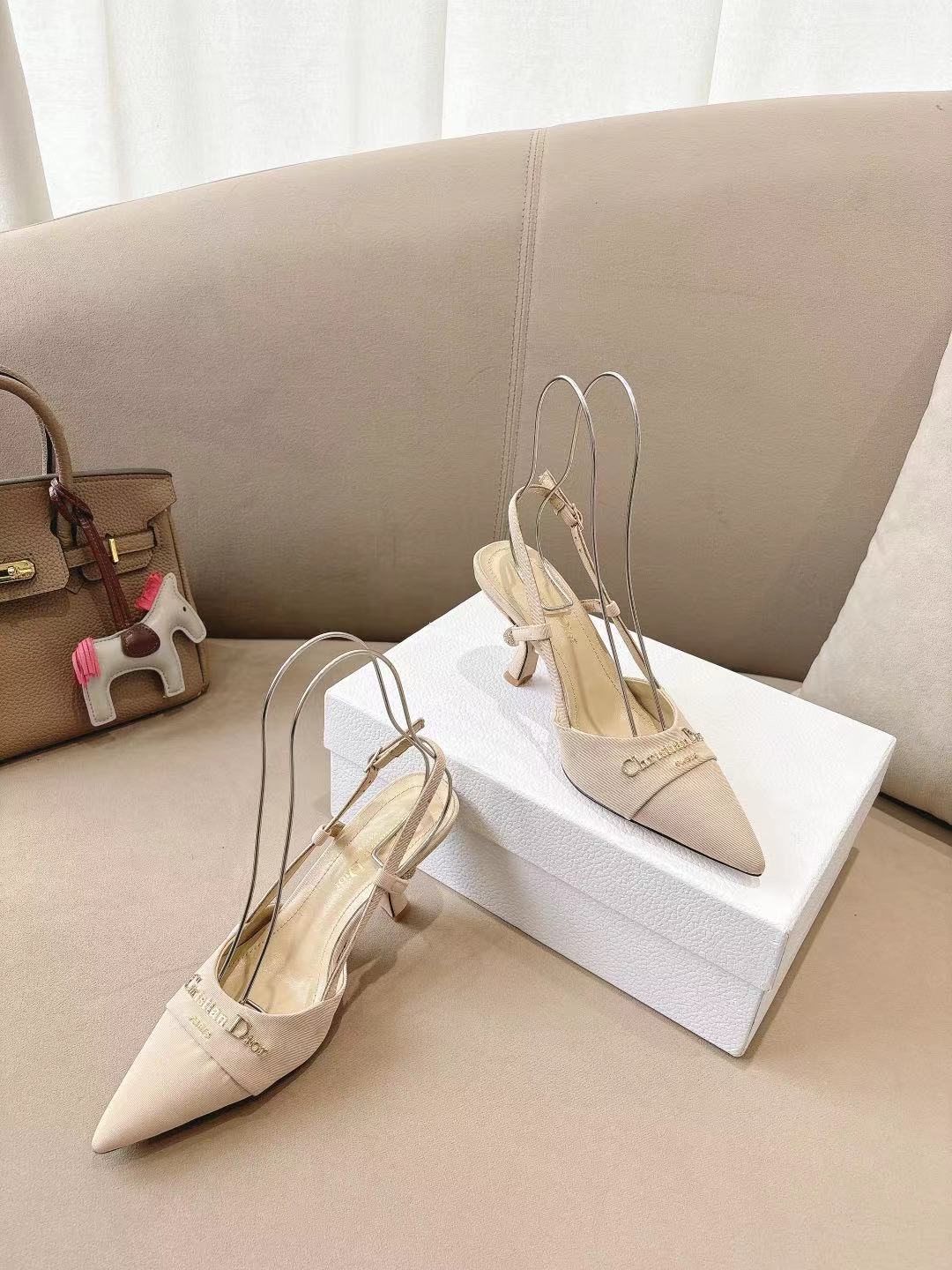 MY DD SLINGBACK PUMP 85MM IN BEIGE DENIM