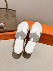 HM 25S HIGH WEDGE SANDALS IN WHITE LAMBSKIN STYLE 34