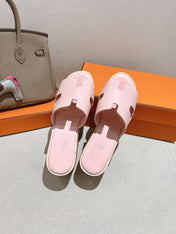 HM 25S HIGH WEDGE SANDALS IN PASTEL PINK LAMBSKIN STYLE 29