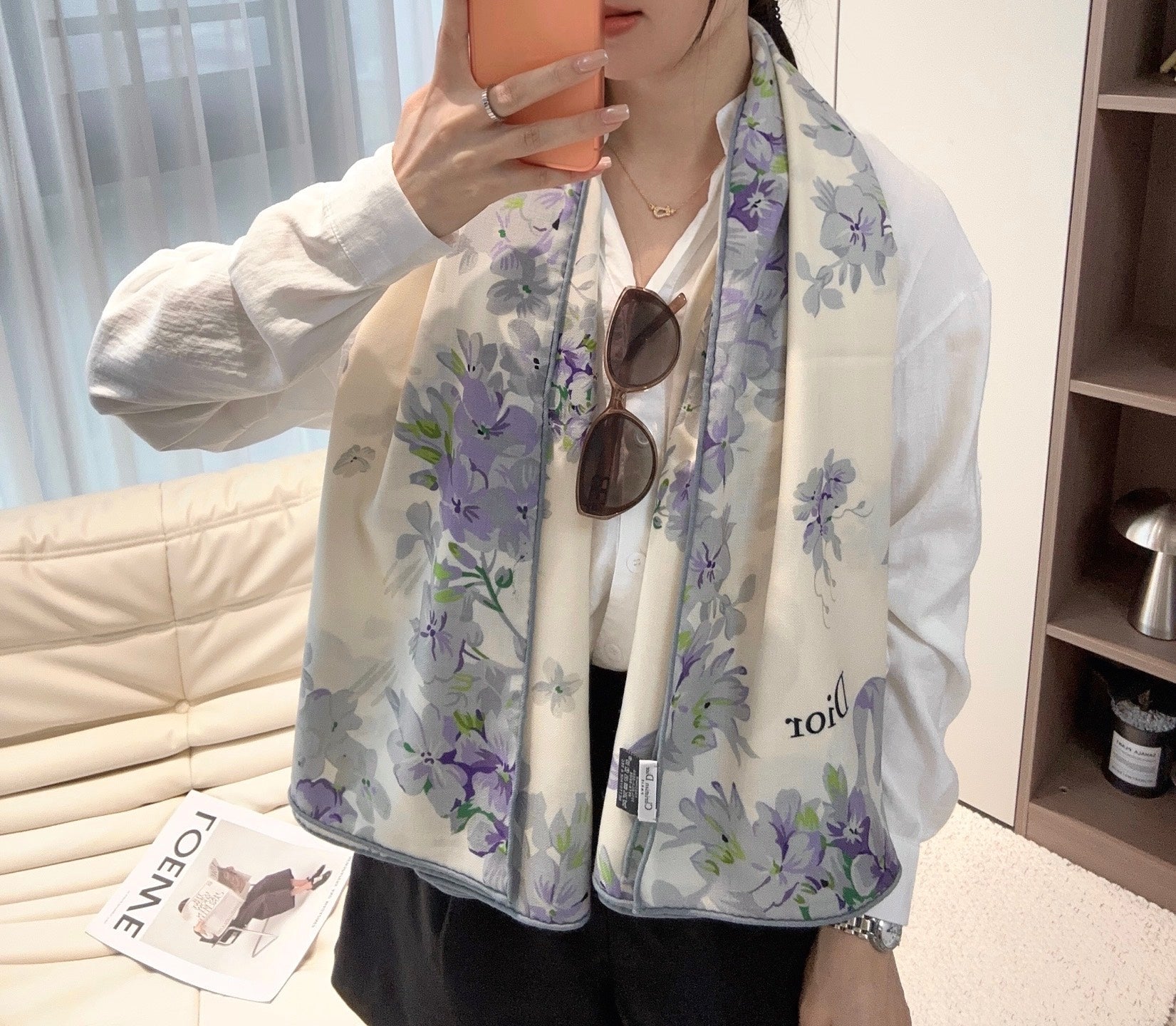 DIOR 26S SCARF 140 IN CASHMERE AND SILK 513570