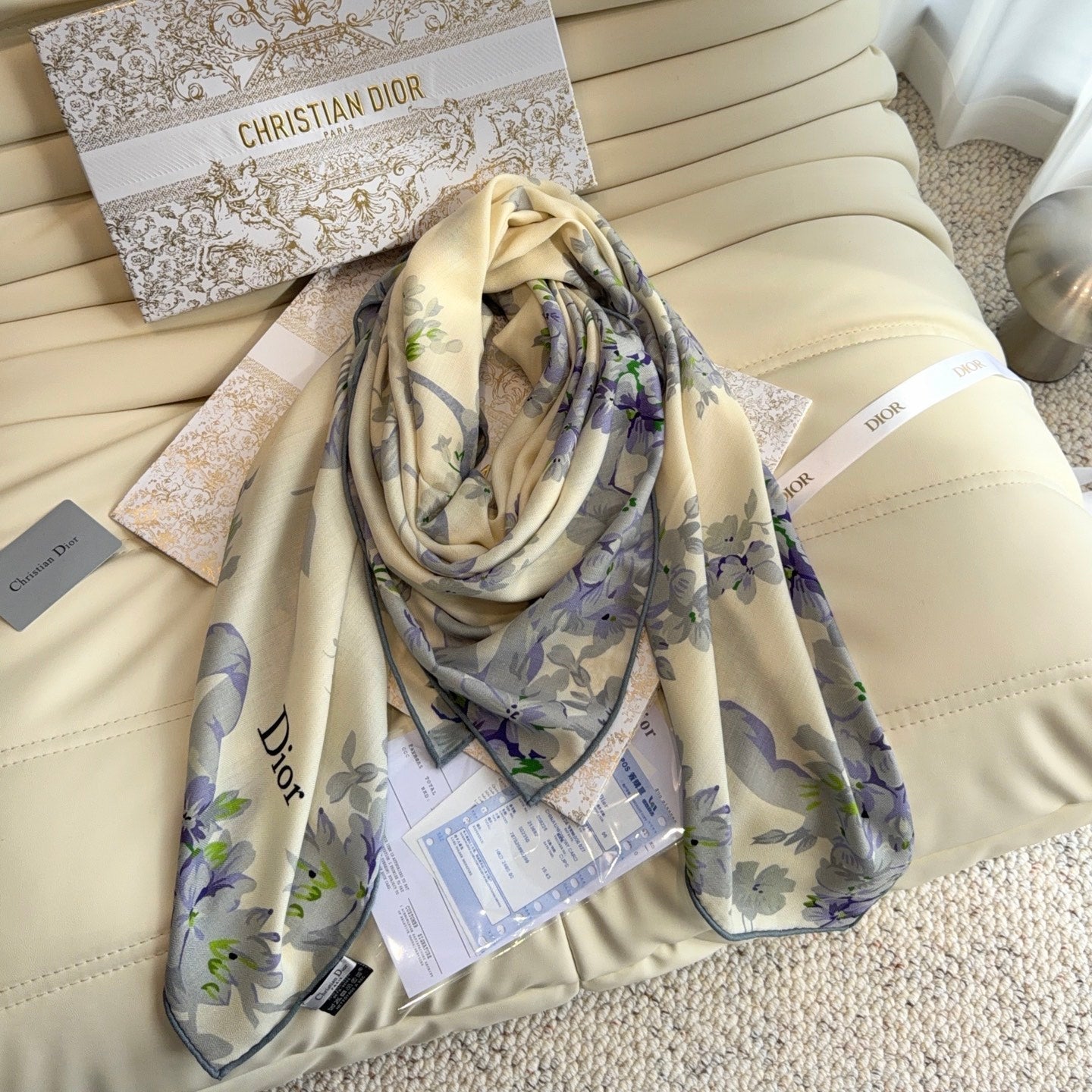 DIOR 26S SCARF 140 IN CASHMERE AND SILK 513570