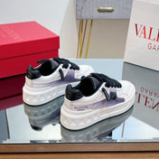 VALENTINO 25S GARAVANI ONE STUD XL PLATFORM SNEAKERS IN WHITE MIX PURPLE LAMBSKIN STYLE 7