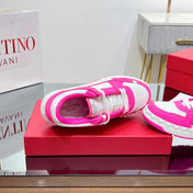 VALENTINO 25S GARAVANI FREEDOTS SNEAKERS IN WHITE MIX PINK LAMBSKIN