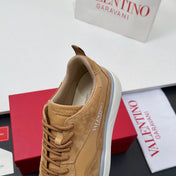 VALENTINO 25S RUNBOOT SNEAKERS IN BROWN SUEDE AND LAMBSKIN