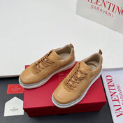 VALENTINO 25S RUNBOOT SNEAKERS IN BROWN SUEDE AND LAMBSKIN