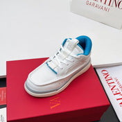 VALENTINO 25S RUNBOOT SNEAKERS IN WHITE MIX BLUE LAMBSKIN