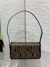 MINI FLAP BAG 18 IN BLACK LAMBSKIN WITH GOLD RHINSTONES