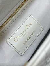 MINI 17 LADY BAG IN WHITE MACROCANNAGE LAMBSKIN WITH GOLD HARDWARE