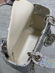 MINI 17 LADY BAG IN SILVER SNAKESKIN PATTERN LAMBSKIN