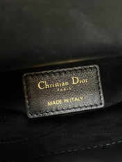 DIOR 25S MINI LADY DIOR BAG 17 IN BLACK CALFSKIN CHARM CRYSTAL EMBELLISHMENTS