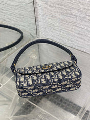 DIOR 25S 30 MONTAIGNE AVENUE BAG 23 IN BLUE CANVAS DIOR OBLIQUE JACQUARD