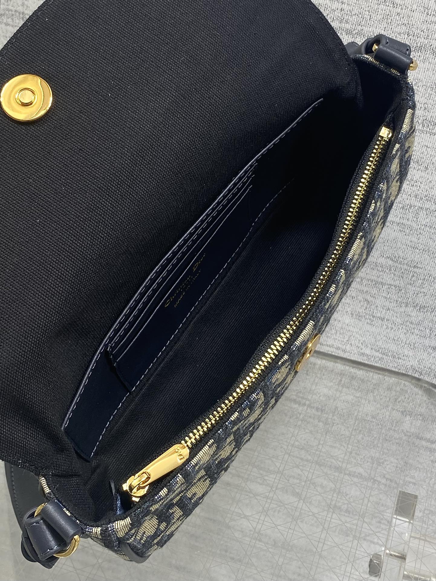 DIOR 25S 30 MONTAIGNE AVENUE BAG 23 IN BLUE CANVAS DIOR OBLIQUE JACQUARD