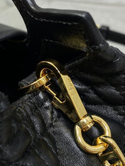 DIOR 25S JOLIE TOP HANDLE MINI BAG 18 IN BLACK CALFSKIN GOLD HARDWARE