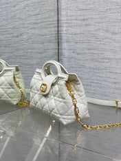 DIOR 25S JOLIE TOP HANDLE MINI BAG 18 IN WHITE CALFSKIN GOLD HARDWRE