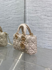 DIOR 25S MICRO LADY D-JOY 19 IN BEIGE CALFSKIN GOLD HARDWRE