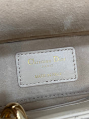 DIOR 25S MICRO LADY D-JOY 19 IN BEIGE CALFSKIN GOLD HARDWARE