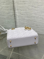 DIOR 25S LADY DIOR BAG 20 IN LILAC CANNAGE CALFSKIN GOLD HARDWARE