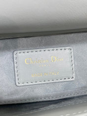 DIOR 25S SMALL LADY D‑JOY BAG 22 IN SHIRT BLUE CALFSKIN GOLD HARDWRE