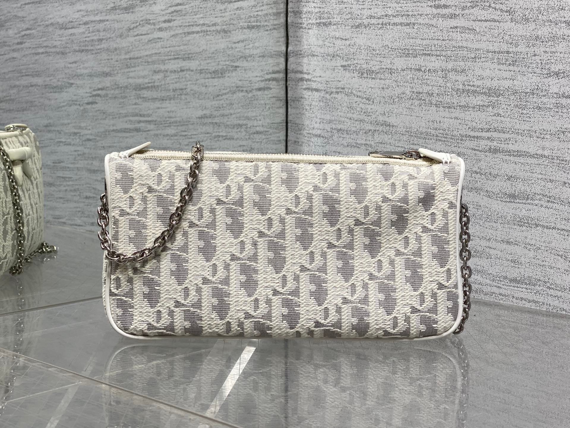 DIOR 26S PROMENADE BAG 22 IN BEIGE OBLIQUE JACQUARD