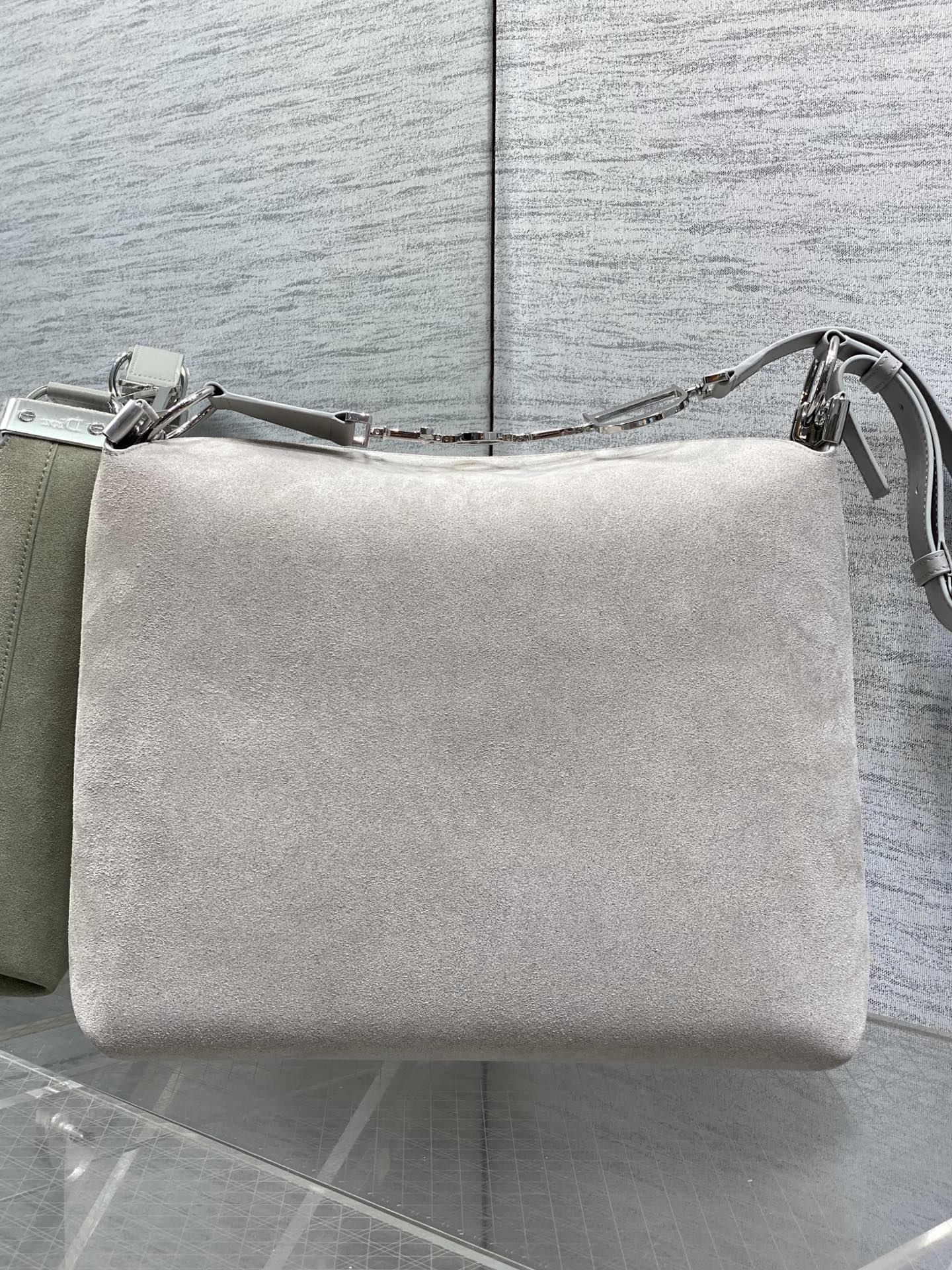 DIOR 26S MEDIUM BAG 31 IN GREY SUEDE