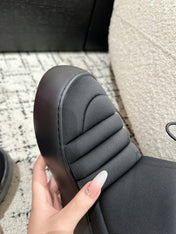 VIV' UP ANKLE BOOTS IN BLACK TECHNICAL FABRIC FLEECE LINING