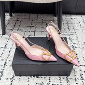 VALENTINO 26S SLINGBACKS 80 MM IN LIGHT PINK CROC EMBOSSED CALFSKIN