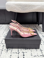 VALENTINO 26S SLINGBACKS 80 MM IN LIGHT PINK CROC EMBOSSED CALFSKIN