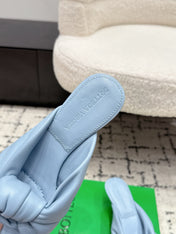 BOTTEGA VENETA 26S TWIST-STRAP HIGH-HEEL SANDALS 50 MM IN SKY BLUE LAMBSKIN