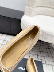 CHANEL 26S HIGH HEELS IN BEIGE LAMBSKIN WITH BOW
