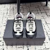 CHANEL 26S LACE-UP SNEAKERS IN WHITE MIX BLACK SUEDE AND LAMBSKIN