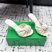 BOTTEGA VENETA 26S TWIST-STRAP HIGH-HEEL SANDALS 90 MM IN WHITE LAMBSKIN