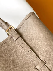 LV 25S BABYLONE TOTE GM BAG 37 IN TOURTERELLE GREY CALFSKIN GOLD HARDWARE