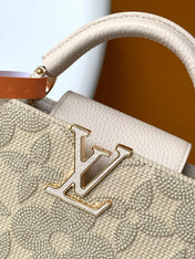 LV 25S CAPUCINES MINI BAG 21 IN VANILLA-COLORED EMBROIDERED CANVAS