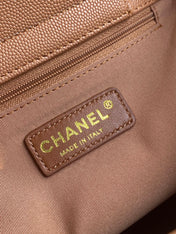 CHANEL 26S QUILTED SMALL SHOPPING TOTE 25 IN CARAMEL BROWN CAVIAR CALFSKIN GOLD HARDWARE