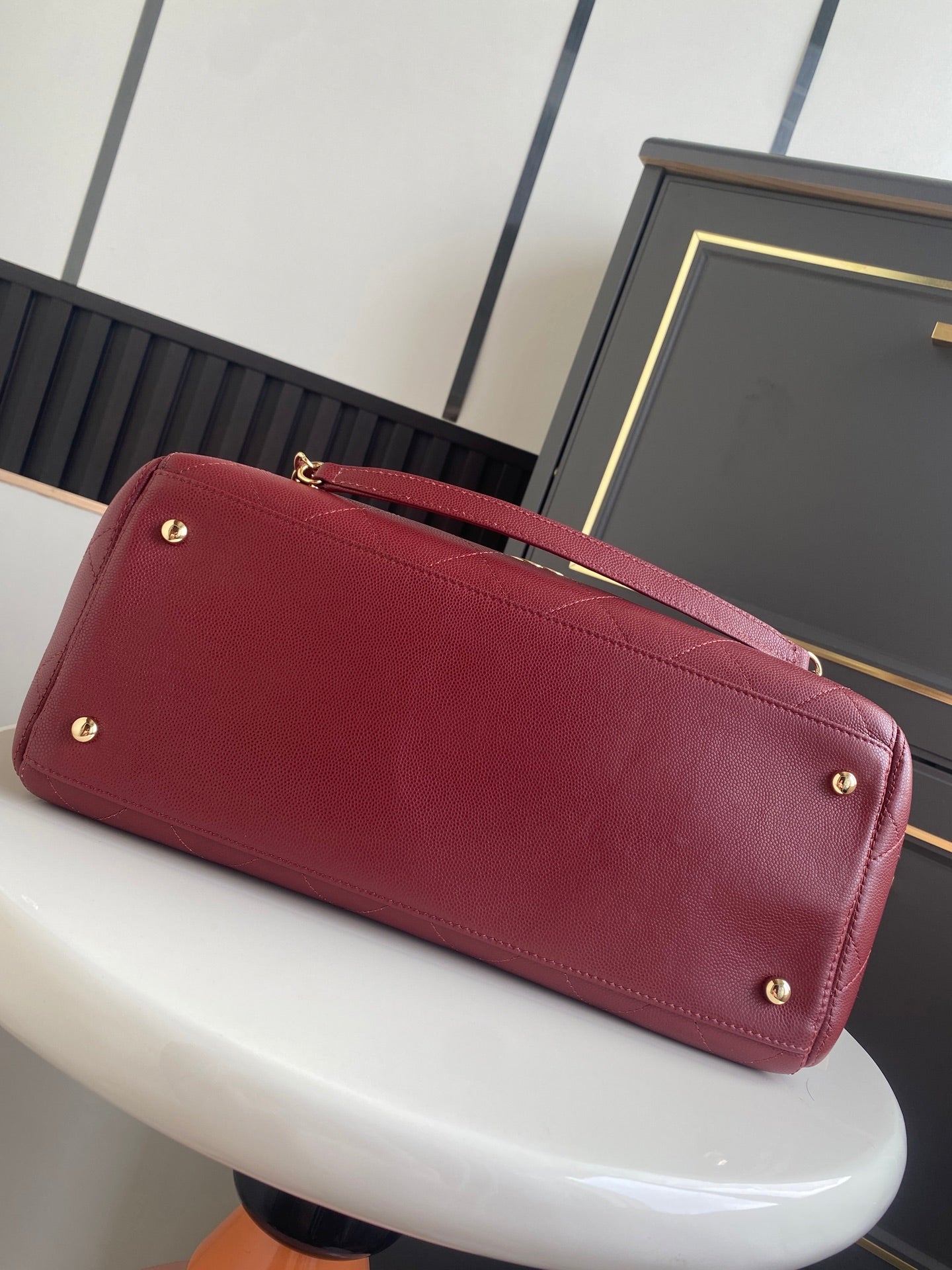 CHANEL 26S QUILTED LARGE SHOPPING TOTE 39 IN BURGUNDY RED CAVIAR CALFSKIN GOLD HARDWARE