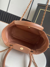 CHANEL 26S QUILTED LARGE SHOPPING TOTE 39 IN CARAMEL BROWN CAVIAR CALFSKIN GOLD HARDWARE