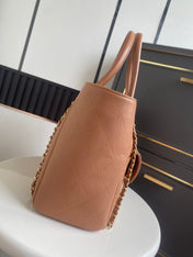 CHANEL 26S QUILTED LARGE SHOPPING TOTE 39 IN CARAMEL BROWN CAVIAR CALFSKIN GOLD HARDWARE
