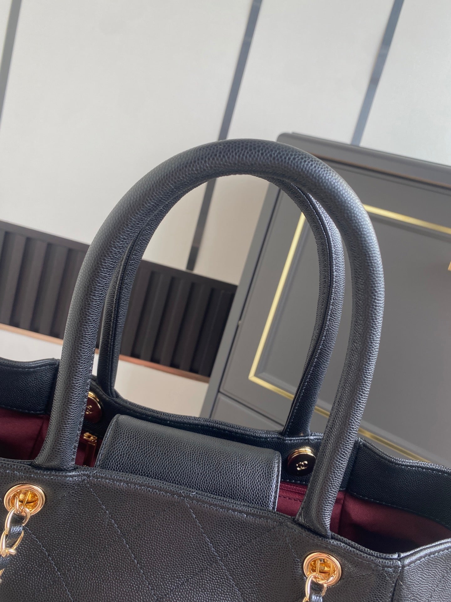 CHANEL 26S QUILTED LARGE SHOPPING TOTE 39 IN BLACK CAVIAR CALFSKIN GOLD HARDWARE