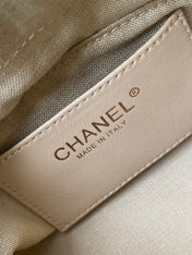 CHANEL 26S QUILTED HOBO BAG 27 IN LIGHT GREY CALFSKIN GOLD HARDWARE