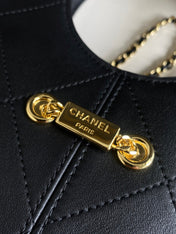 CHANEL 26S QUILTED HOBO BAG 27 IN BLACK CALFSKIN GOLD HARDWARE