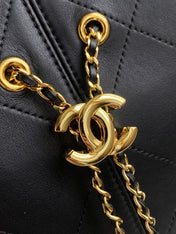 CHANEL 26S QUILTED HOBO LARGE BAG 35 IN BLACK CALFSKIN GOLD HARDWARE
