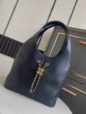 CHANEL 26S QUILTED HOBO LARGE BAG 35 IN BLACK CALFSKIN GOLD HARDWARE