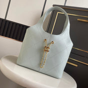 CHANEL 26S QUILTED HOBO LARGE BAG 35 IN PALE BLUE CALFSKIN GOLD HARDWARE