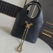 CHANEL 26S QUILTED HOBO BAG 27 IN BLACK CALFSKIN GOLD HARDWARE